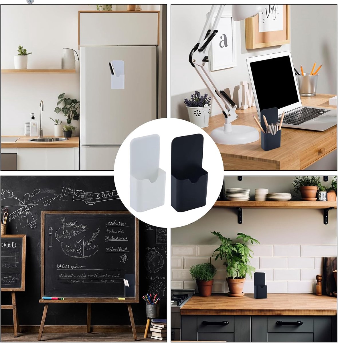 2-pack magnetic pen holder - magnetic marker holder - whiteboard - refrigerator - marker holder for metal surfaces (black and white) - Image 7
