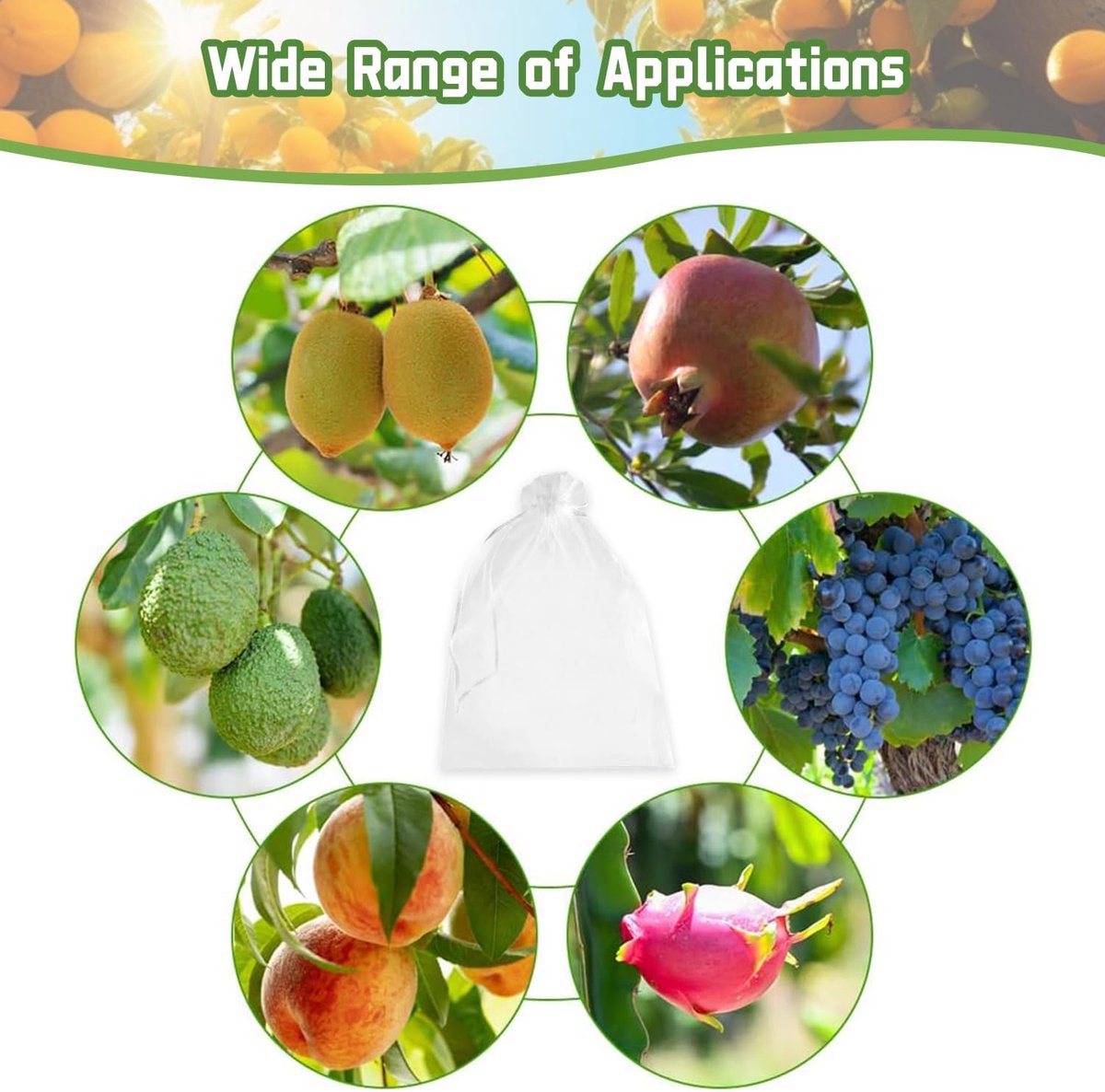 Garden Tools - 20 Items - Fruit Protection Bags - White Fruit Protection Bags with Drawstring - Garden Net Bags - Suitable for Grapes - Prevent Wasps, Cherry Vinegar Flies and Other Insects from Eating Them - Image 5