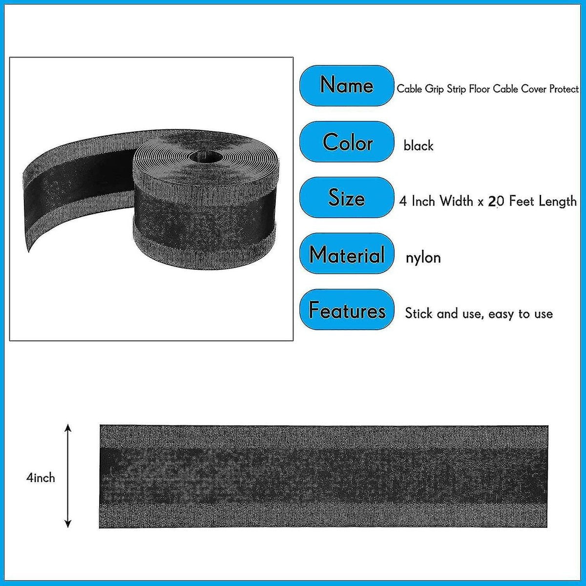 Floor Cable Cover - 20 ft Cord Protector Hook and Loop Storage Sleeve - Used to protect cables and prevent tripping over cords - Image 4