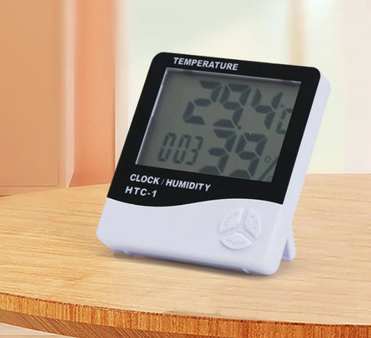 HTC-1 Home Thermometer with Electronic Alarm Clock - Creative Thermometer and Hygrometer with Large Screen - Portable Visual Alarm Clock - Image 2