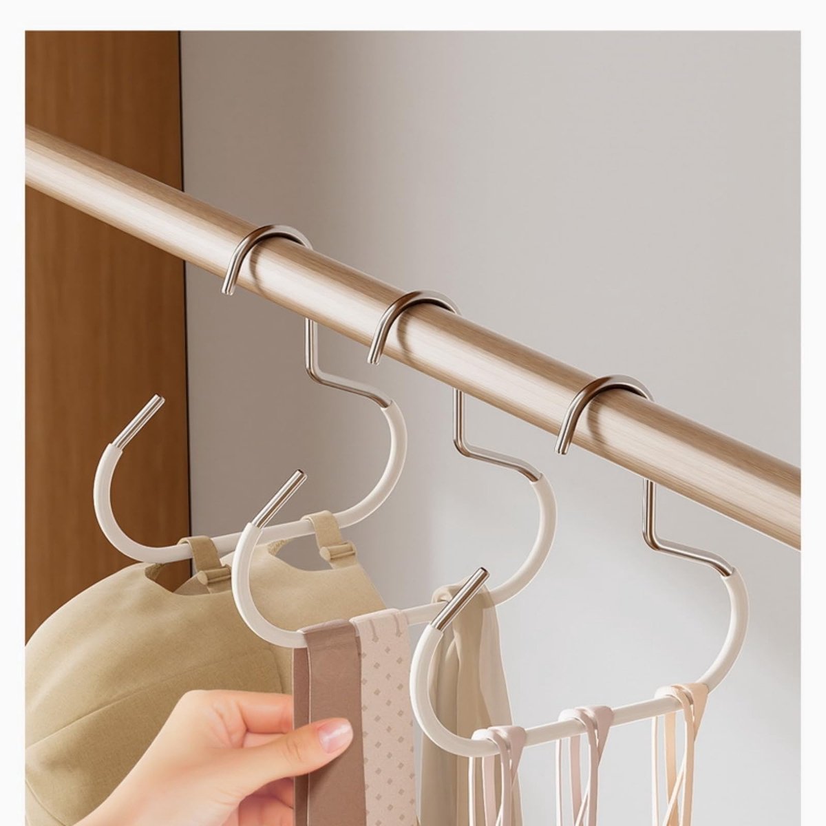 10-pack - Non-slip - Space-saving - Storage rack - Wardrobe belt/scarf hooks - Suitable for displaying hats, vests, ties, shawls (white) - Image 2