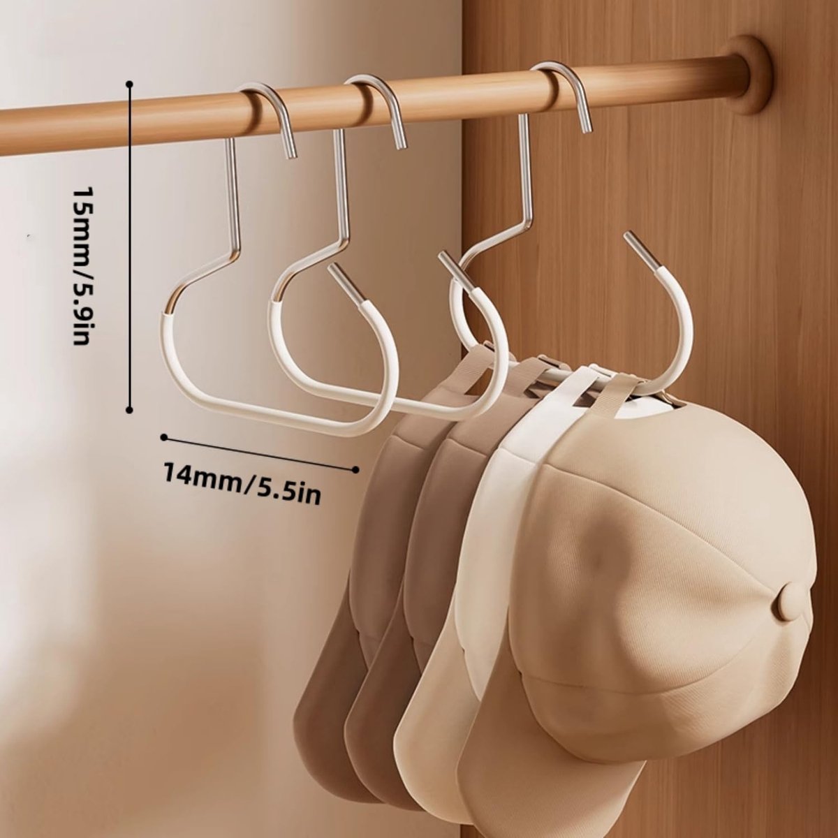 10-pack - Non-slip - Space-saving - Storage rack - Wardrobe belt/scarf hooks - Suitable for displaying hats, vests, ties, shawls (white) - Image 6