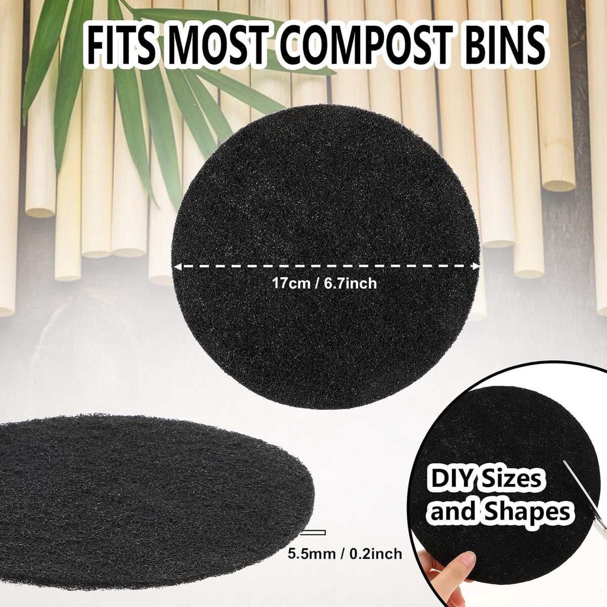 Kitchen Compost Bin Filters - 6-Pack Replacement Countertop Compost Bin Filters - Round 6.7 Inches - Image 4