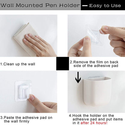 Pencil Holder - Self-Adhesive Wall Pencil Holder - Highlighter - Writing Tool Organizer - Storage - Whiteboard - Home Office - White - Set of 2 - Image 5