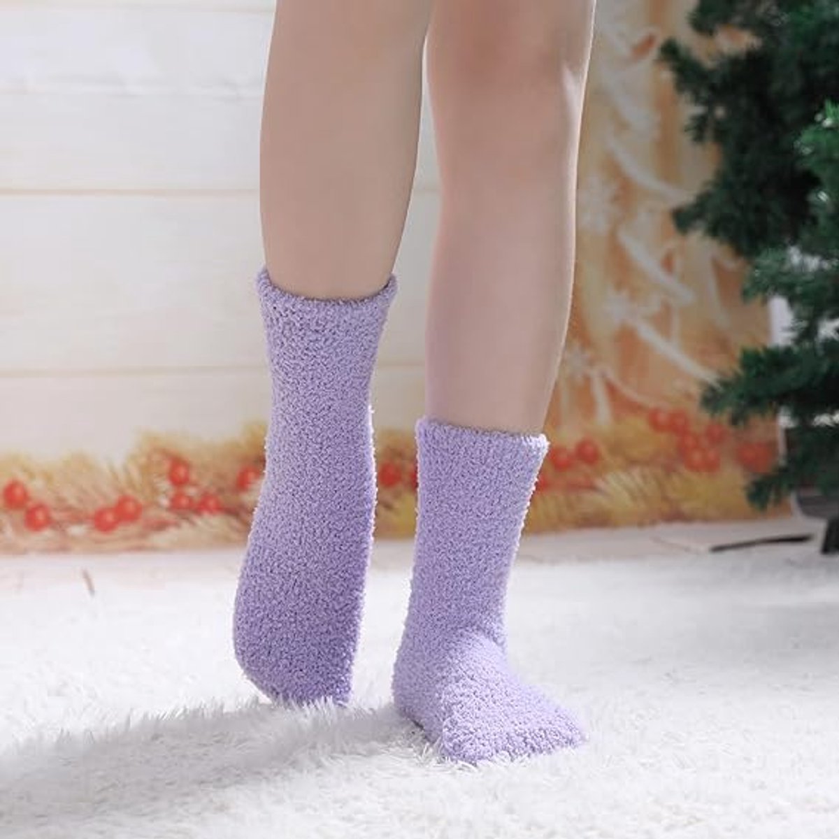 5 Pairs of Women's Fleece Socks - Comfortable and Soft - Warm Winter Socks - Soft microfiber socks, suitable for lounging and sleeping at home. - Image 3
