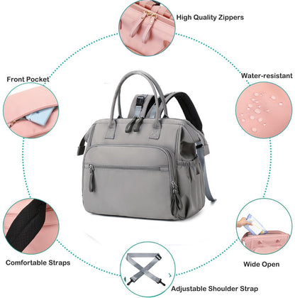 Convertible Diaper Bag - Wide Opening - 14 Pockets - Stylish - Baby Changing Bag - with Stroller Buckle - Diaper Bag - Waterproof (Gray) - Image 4