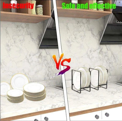 Set of Two - Cabinet-Style Plate Rack - Waterproof - Stainless Steel - No Installation Required - Compatible with Most Plates and Cutlery - Image 2