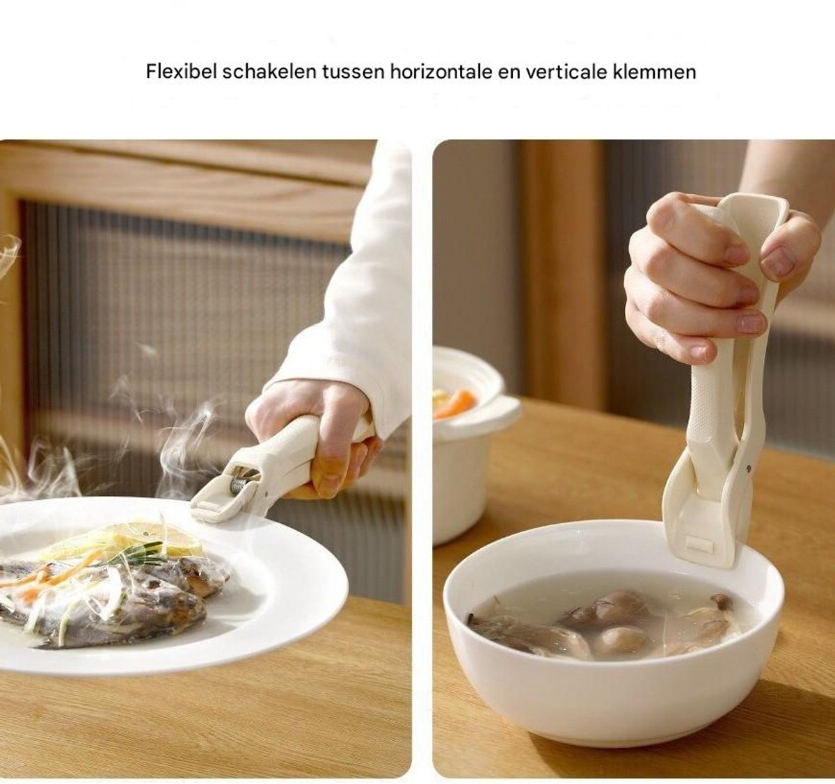 Bowl Clamp - Anti-burn Clamp - Plate Lifter - Kitchen Clamp - Baking Tray Steam Clamp - Beige - Image 2