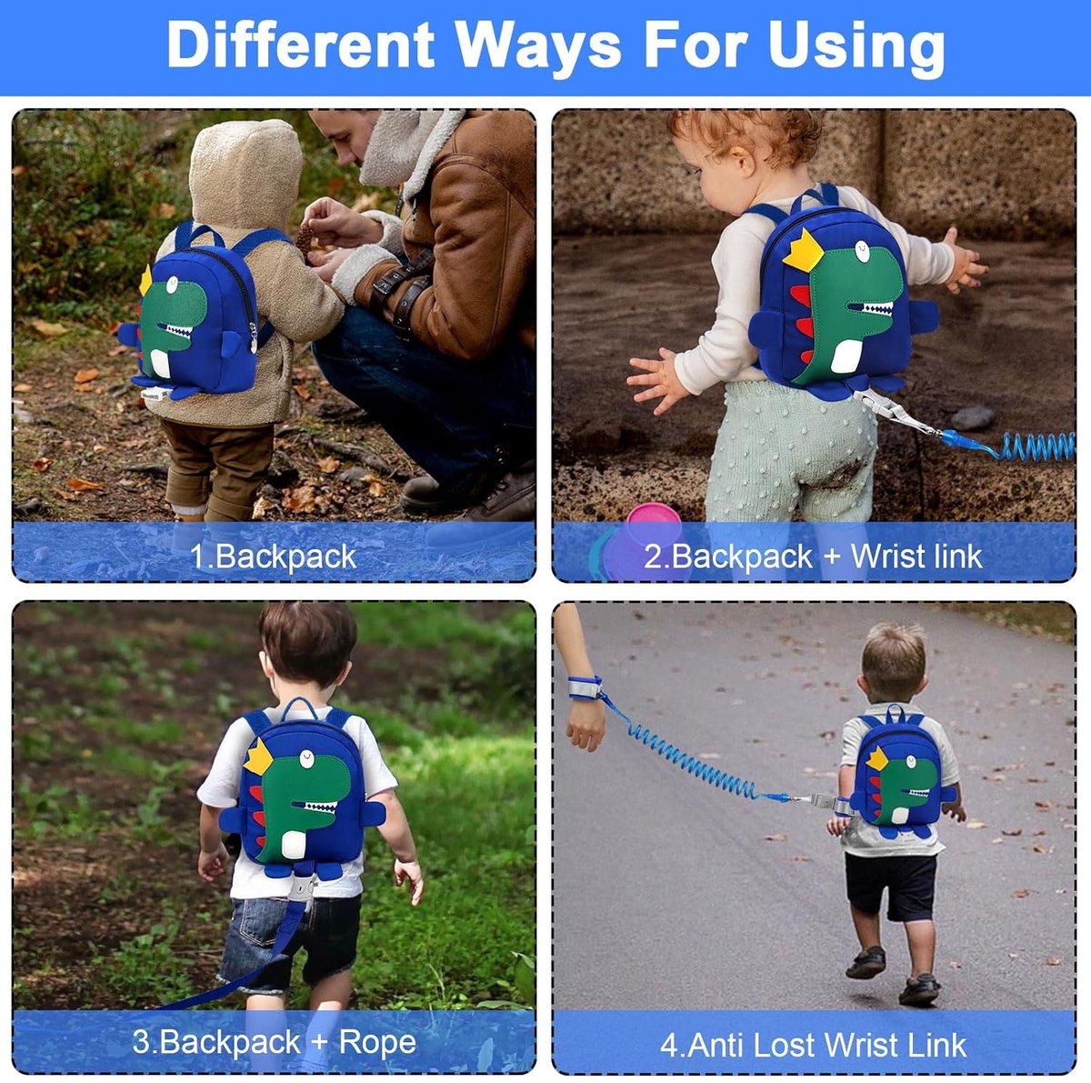Leash - Dinosaur Backpack + 4-in-1 Leash and Adjustable Safety Wristband (Ideal Gift) - Image 6