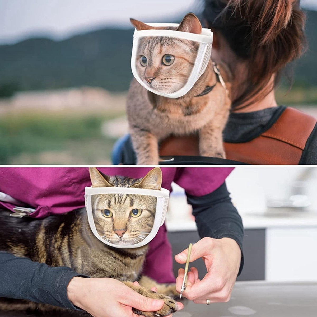 1 Piece - Adjustable Visor - Muzzle with Wide Field of View - Breathable and Bite-Resistant Muzzle - Muzzle for Cat Grooming（M：Suitable for cats with a head circumference of 20-25 cm） - Image 3