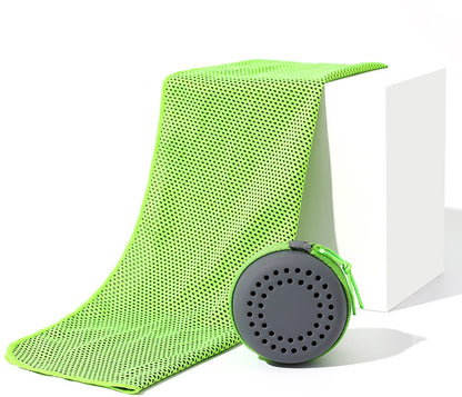 Cooling Towel for Summer & Sports - Quick-Drying & Cooling - Quick-Drying Towels - Cooling Towels for Running - With Storage Box - 30x60 cm (Children) Green
