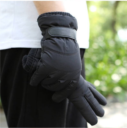 Winter cycling gloves - Men's gloves (1 pair) - Winter gloves - Cycling gloves - Warm and insulated - Waterproof - Outdoor ski gloves - Black - Image 2