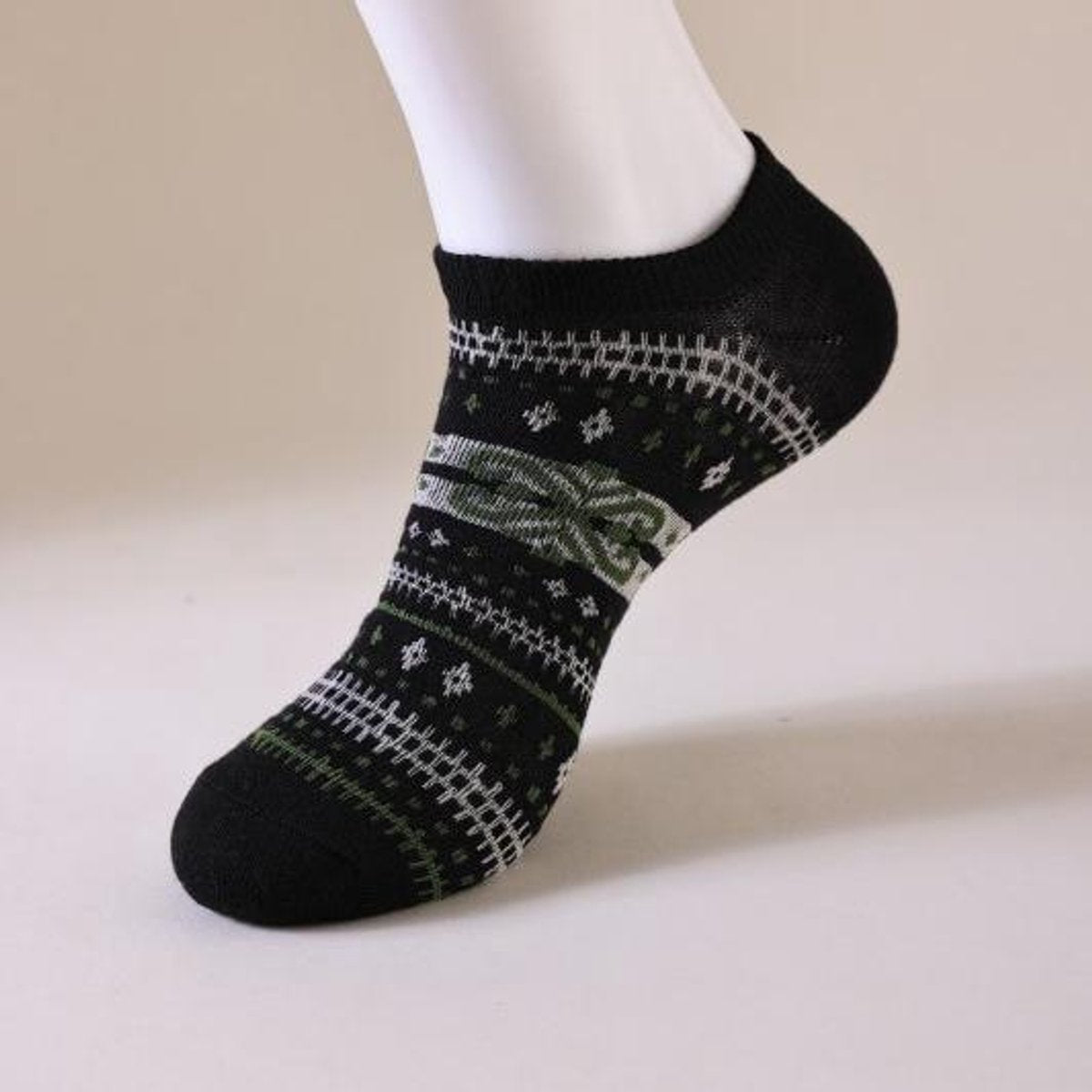 Socks - Fall/Winter Vintage Ethnic Striped Mid-Calf Socks - Breathable - Comfortable - Maillard - Crew Socks (7 Pairs) - Image 2