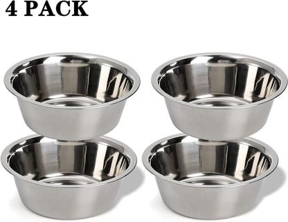 4-Pack Stainless Steel Food and Water Bowls for Cats and Dogs - Pet Food and Water Bowls - Pet Bowls - For Large, Medium, and Small Dogs - Kitten Bowls - Puppy Bowls - Image 6