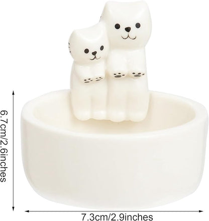 Candle Holder - 1 Piece Cartoon Cat Candle Holder - White Handmade Ceramic Candle Holder - Tea Candle Holder - Decorative Candle Holder - A Gift for Spending Warm Moments with Your Loved One - A Gift for Your Lover or Friend - Image 4