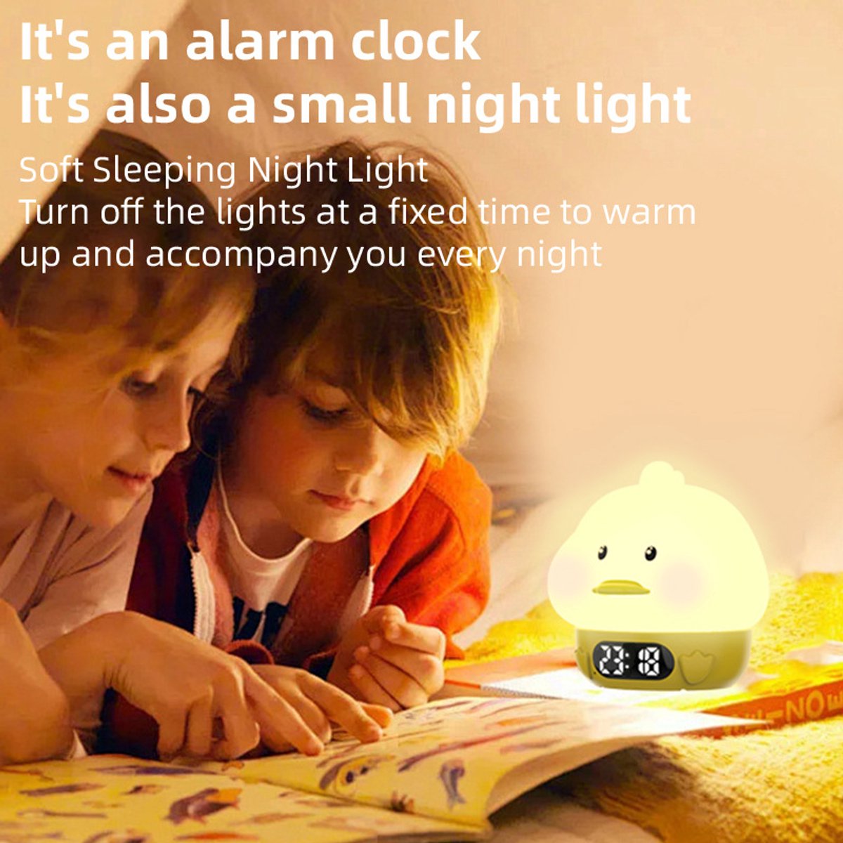 Night Light for Kids - Duck-Shaped Night Light - Temperature Display - RGB Color Change - Wake-Up Timer - Bedroom Desk Lamp - Silicone Baby Night Light - Image 2