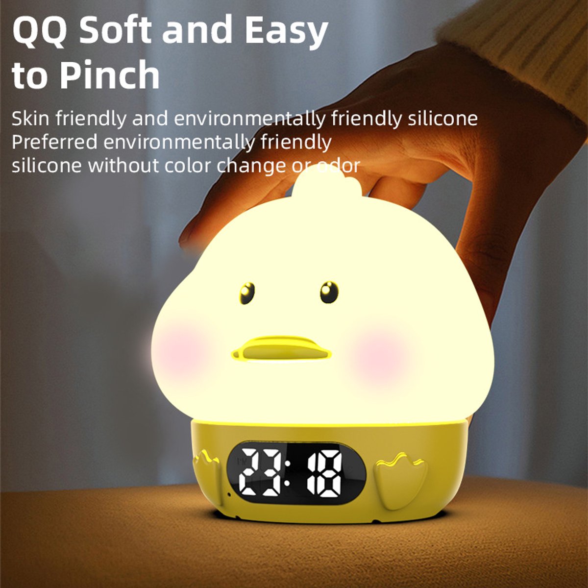 Night Light for Kids - Duck-Shaped Night Light - Temperature Display - RGB Color Change - Wake-Up Timer - Bedroom Desk Lamp - Silicone Baby Night Light - Image 3