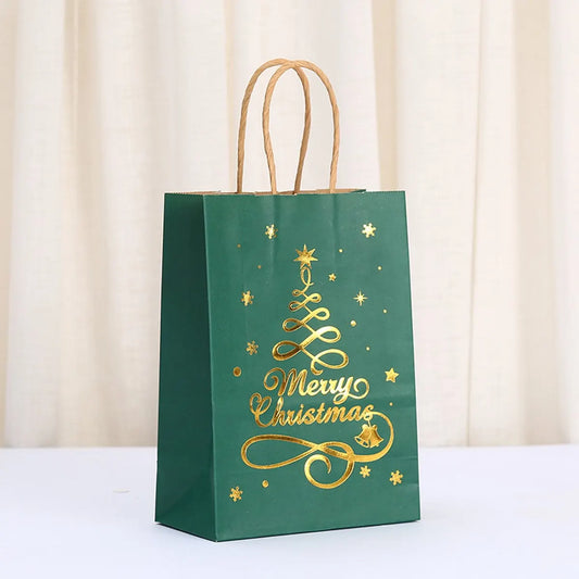 Gift Bags - 12 pieces - Kraft paper gift bags - Bags - Tote bags - Christmas paper bags with print - Party wrapping bags - Image 2
