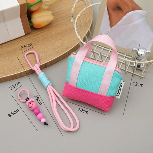 Mini Portable Headphone Case - Storage Box - Data Cable Cover - Storage Bag - Coin Card Holder - Trendy Dopamine Pink - Image 3