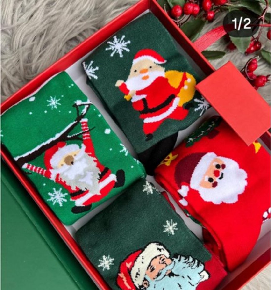 Socks - 4 pairs - House socks - Christmas socks - Gift set - Cotton socks with Santa Claus and snowman - Christmas socks - Christmas gift - Birthday gift - Image 3