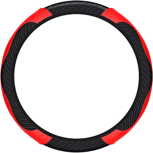 Steering wheel cover - car handle cover - non-slip handle cover - black and red - elastic steering wheel cover
