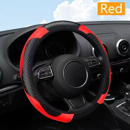 Steering wheel cover - car handle cover - non-slip handle cover - black and red - elastic steering wheel cover - Image 3