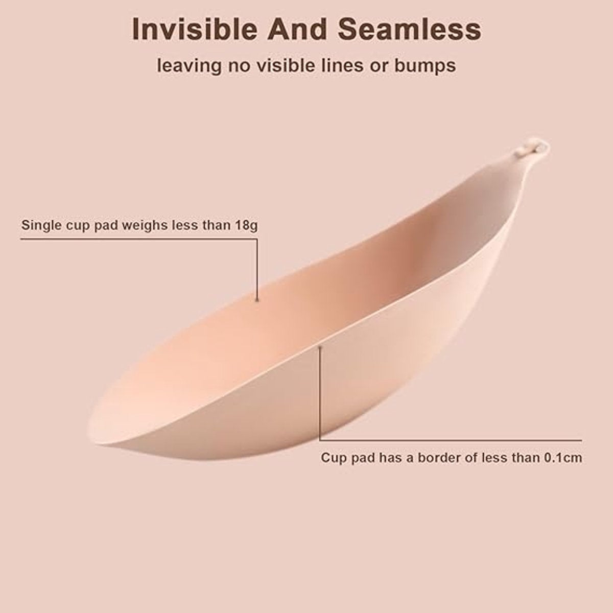 1 round bra cup - strapless invisible silicone - transparent push-up bra - seamless design - front closure - beige - A - Image 2