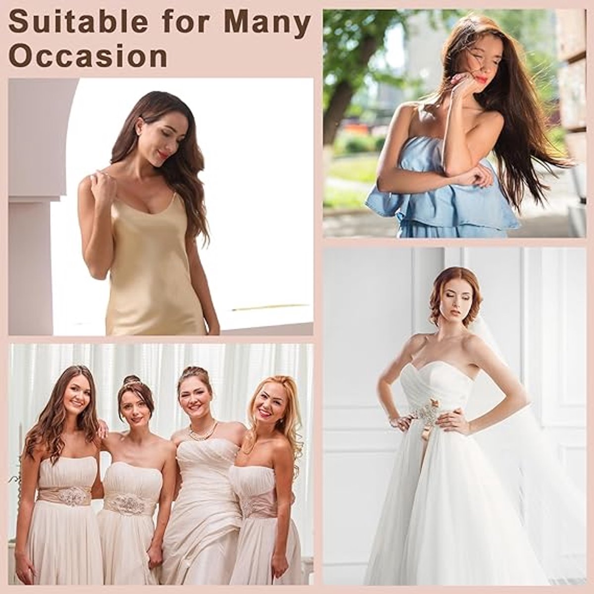 1 round bra cup - strapless invisible silicone - transparent push-up bra - seamless design - front closure - beige - A - Image 6