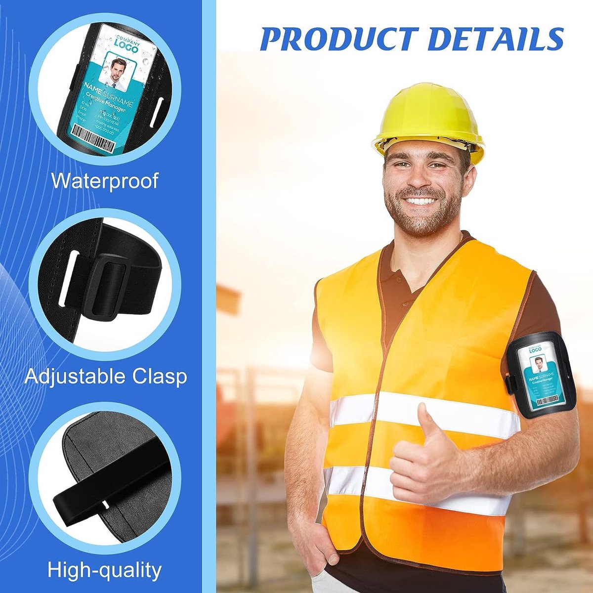 Card Holder - Arm ID Holder - Horizontal - PU Card Holder - Black 2 pieces - Image 2