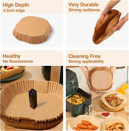 Airfryer Paper (100 sheets) - Airfryer Paper Mat 20 cm - Non-stick Airfryer Paper - Baking Mat - BPA-free - Suitable for 3-6 litre ovens - Baking Tray - Microwave-safe (square) - Image 2