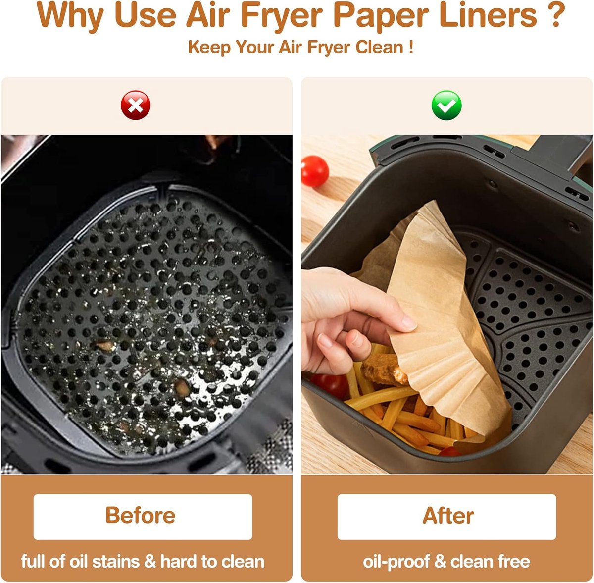 Airfryer Paper (100 sheets) - Airfryer Paper Mat 20 cm - Non-stick Airfryer Paper - Baking Mat - BPA-free - Suitable for 3-6 litre ovens - Baking Tray - Microwave-safe (square) - Image 5