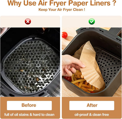Airfryer Paper (100 sheets) - Airfryer Paper Mat 20 cm - Non-stick Airfryer Paper - Baking Mat - BPA-free - Suitable for 3-6 litre ovens - Baking Tray - Microwave-safe (square) - Image 5