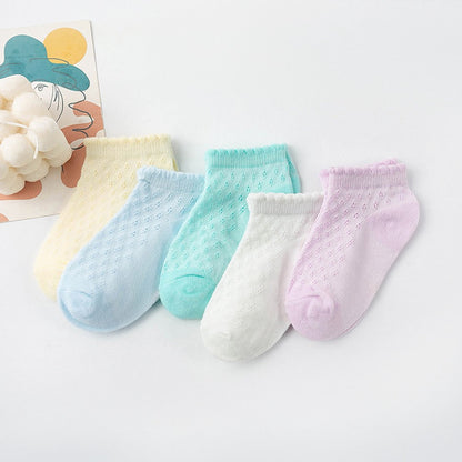 Baby socks - (5 pairs) - Socks - Children's socks - 100% cotton baby socks - Suitable for toddlers and children - Breathable lace mesh socks size M - Suitable for children from 1 to 3 years - Image 4
