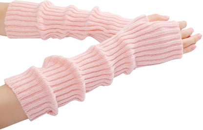 Arm Sleeves - Women's Long Fingerless Knitted Y2K Arm Sleeves - (Pink) - Image 3