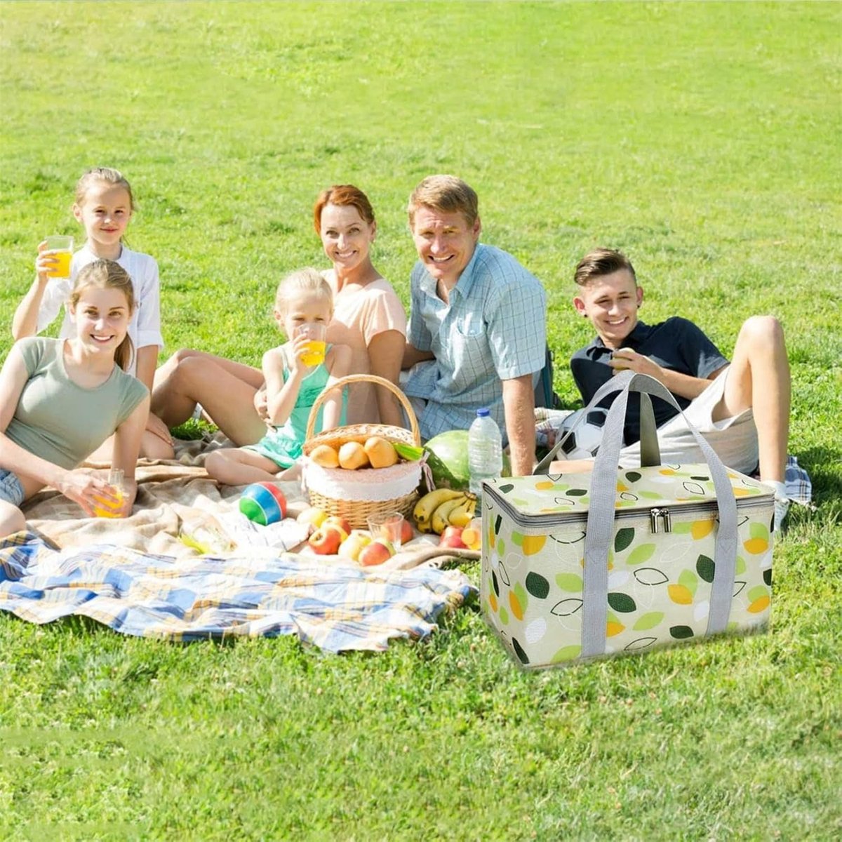Large Cooler Bag - Picnic Cooler Bag, Lunch Bag - Lined - Keep Warm or Cold - Insulated Cooler Bag for Camping, BBQ, Home, Car & Outdoor Activities - Image 4