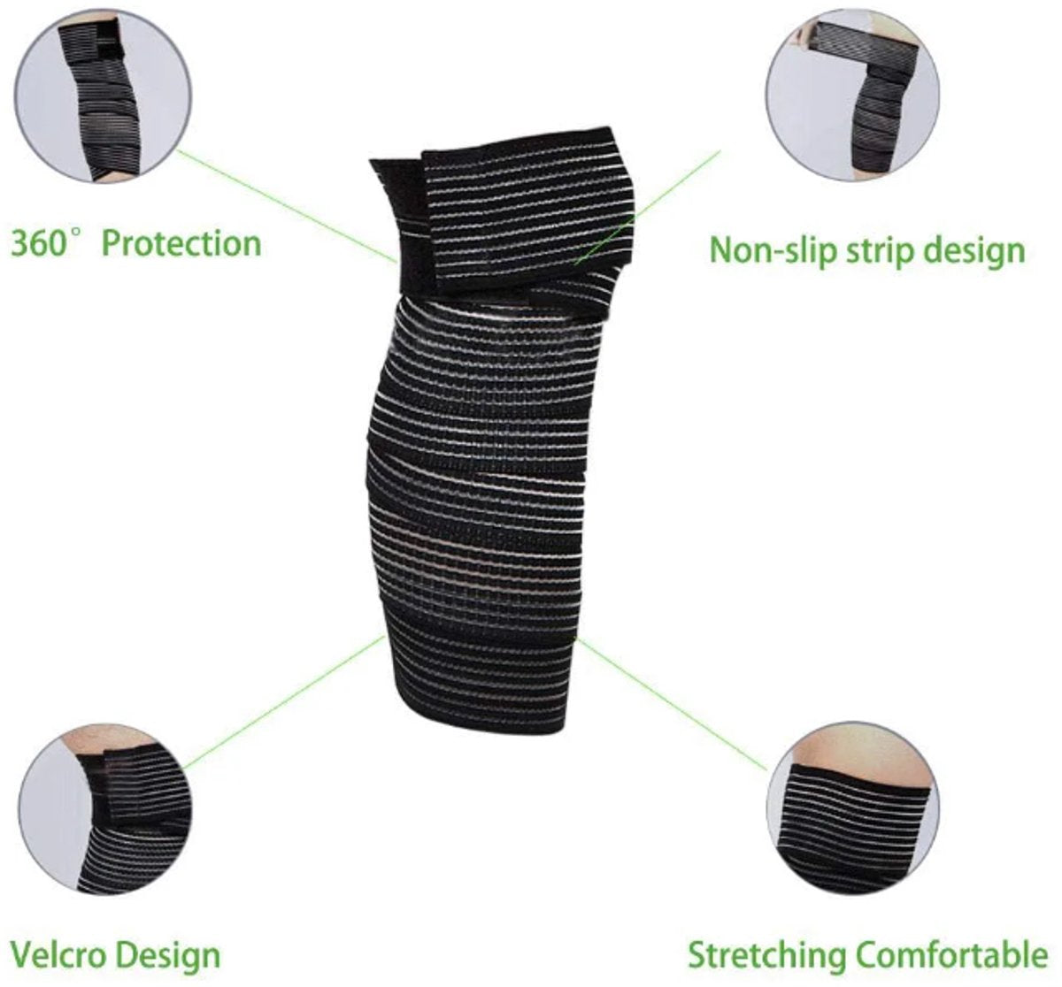 Elastic Knee Brace - Suitable for the Legs - Ideal for Sports Such as Squats, Basketball, Running, Tennis and Football (Black - 1 Piece) - Image 2