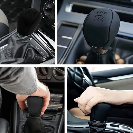 Transmission Lever Cover - Car Gear Shift Knob Cover - Car Gear Shift Knob Protective Cover - Car Round Soft Silicone Anti-slip Gear Shift Knob Cover - Black - Image 3