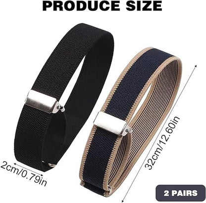 Shirt Bracelet - 2 Pairs of Cuff Rings - Adjustable Cufflinks - Non-slip Cuff Bra - Elastic Cuffs - Cufflinks - Black/Blue - L - Image 7