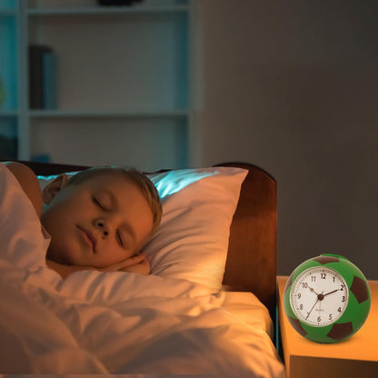 Football Alarm Clock - Silent - Non-ticking Desk Clock | Kids Bedside Clock | Cute football design, easy-to-read analog display, perfect for kids' bedrooms, great birthday gift for boys and girls - vegetable - Image 6