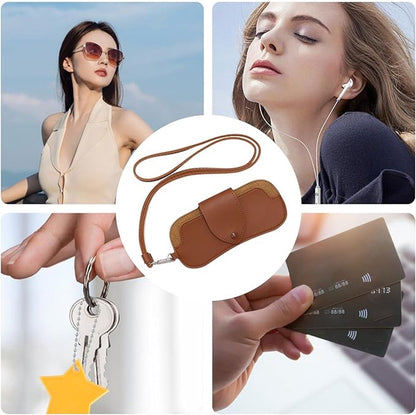 Portable Sunglasses Case - Glasses Case with Neck Strap - Dimensions: 16.5 x 7.4 x 0.9 cm - Compact and Durable Design - Perfect for Hiking, Camping and Traveling - Brown - Image 2