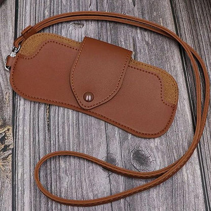 Portable Sunglasses Case - Glasses Case with Neck Strap - Dimensions: 16.5 x 7.4 x 0.9 cm - Compact and Durable Design - Perfect for Hiking, Camping and Traveling - Brown - Image 3