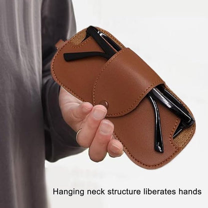 Portable Sunglasses Case - Glasses Case with Neck Strap - Dimensions: 16.5 x 7.4 x 0.9 cm - Compact and Durable Design - Perfect for Hiking, Camping and Traveling - Brown - Image 5