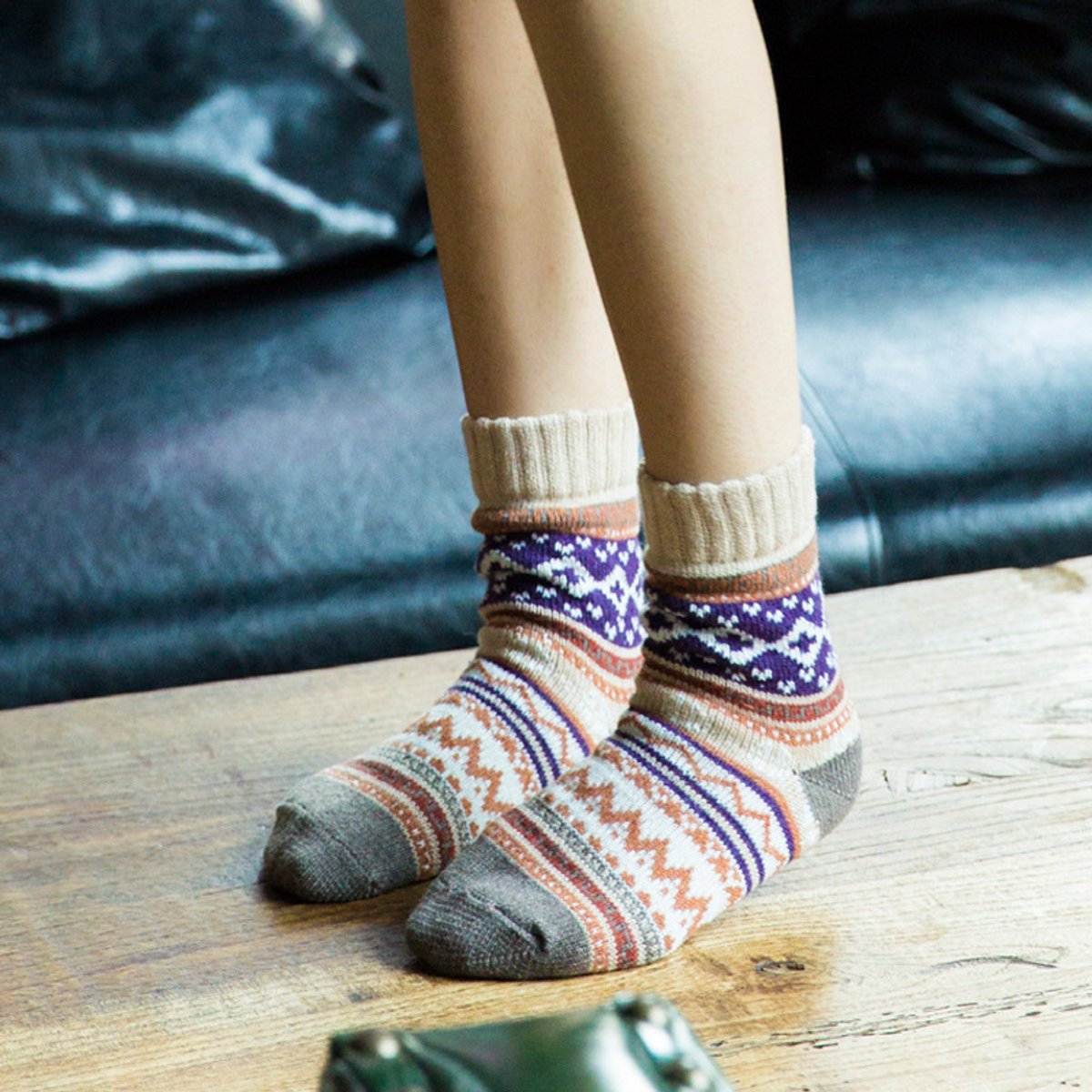 Pack of 5 pairs - Thick, warm women's socks for autumn and winter - Chunky knitted women's socks - Warm socks - Image 3