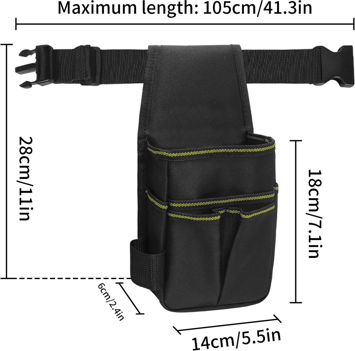 Tool Bag - Hardware Tool Bag - Hardware Storage Bag - Waist Bag - Small Oxford Canvas Tool Bag - with Adjustable Nylon Waist Strap, Suitable for Electricians, Carpenters, and Repair Technicians. - Image 2