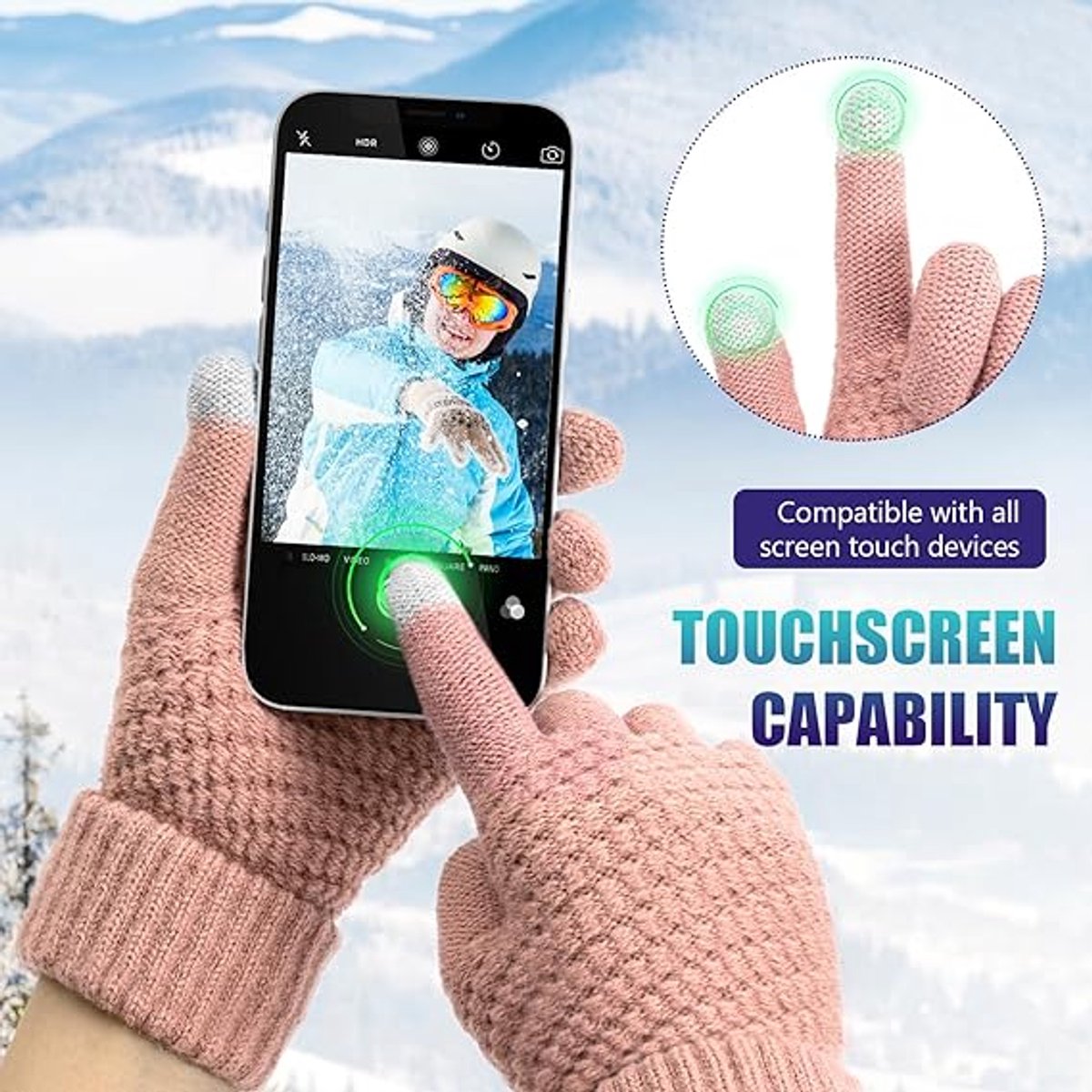 Winter Gloves - Two-pack - Men's Gloves - Warm and Soft - Winter Gloves with Touchscreen - Elastic Cuffs - Knitted Gloves - Suitable for Cold Weather (Black) - Image 3