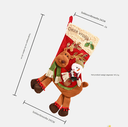 Christmas Stocking Gift Bag - Large Size - Children's - Preschool - Christmas Gift - Old Snowman - Candy Apple Bag Decoration - Image 3