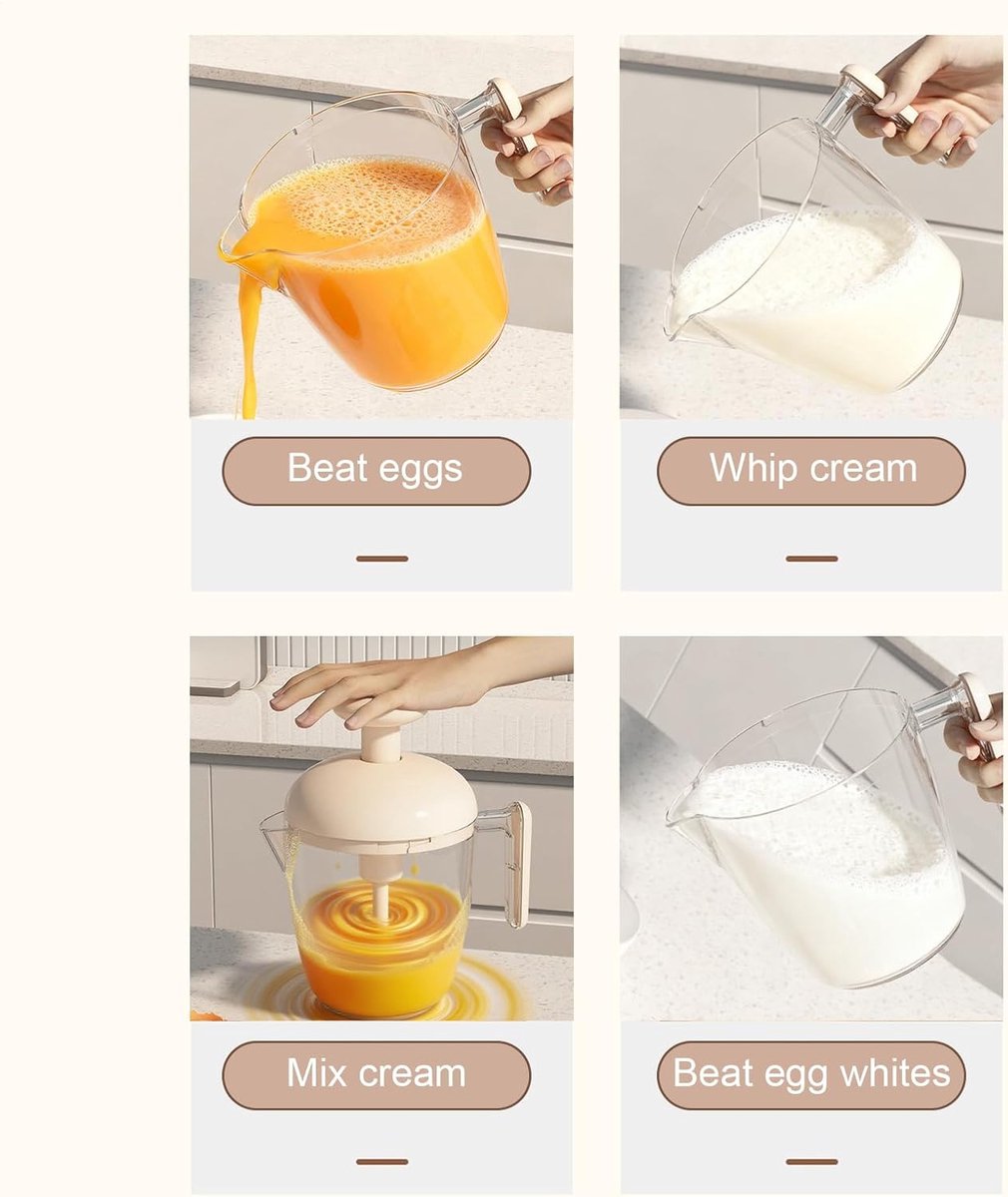 Mixing Cup - Blender - Kitchen Tool - Whisk - Hand Press - Transparent Housing - Portable - Suitable for mixing batter, smoothies, cream, butter, etc. - Image 3