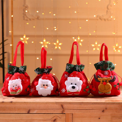 Christmas Gift Bags - Set of 4 - Velvet Material - Candy Bags for Kids - Christmas Apple Bags - Reusable Christmas Gift Bags - Party Bags - 20*20cm - Image 2