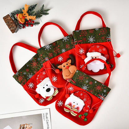 Christmas Gift Bags - Set of 4 - Velvet Material - Candy Bags for Kids - Christmas Apple Bags - Reusable Christmas Gift Bags - Party Bags - 20*20cm - Image 3