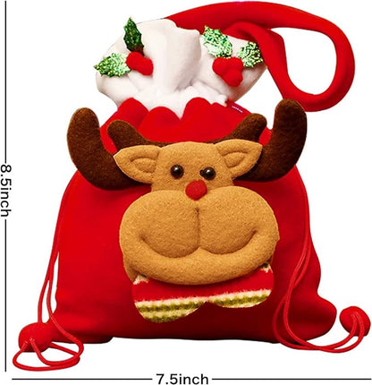 Christmas Gift Bags - Set of 4 - Velvet Material - Candy Bags for Kids - Christmas Apple Bags - Reusable Christmas Gift Bags - Party Bags - 20*20cm - Image 5